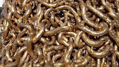Gold chains tangled, close-up