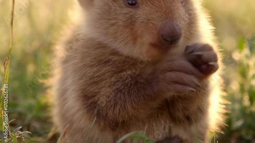 Close-up of a young wombat
