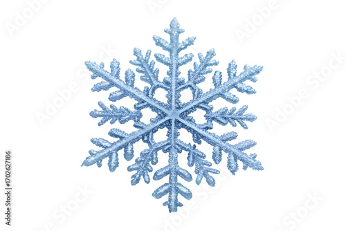 Intricate blue snowflake isolated on white background