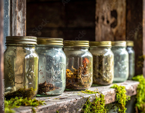Vintage Mason Jars on Florida Farmhouse Windowsill - Southern Preservation