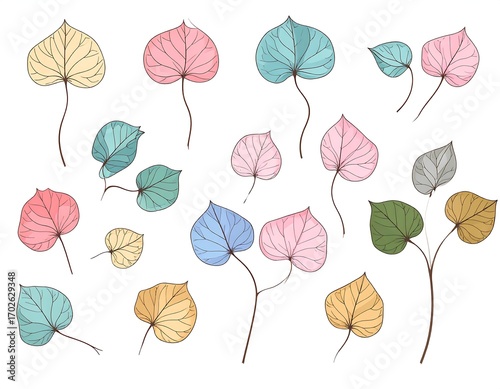 Pastel leaf collection