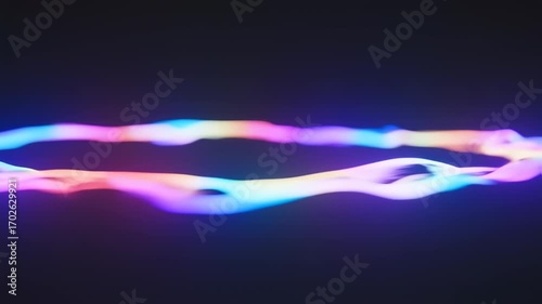 Abstract glowing, wavy lines in vibrant neon colors
