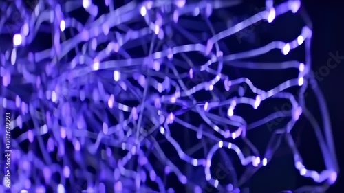 Abstract blurred view of violet light strings