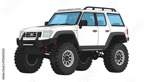White SUV with large tires
