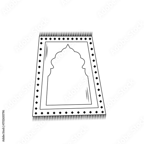 Islamic Prayer Mat Or Prayer Rug Vector Icon Isolated On White Background Vector Illustration