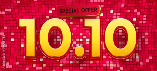 10.10 discount flash sale background. Vector illustration for shopping day, online shopping, special Offer coupon, voucher, banner template, websites, social media advertising. Vector illustration