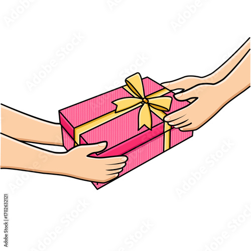 Vector Hands Giving Gift Box To Another Hands Gifting And Receiving Gift Concept Vector Illustration