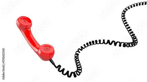 Valokuva Red telephone handset on white background