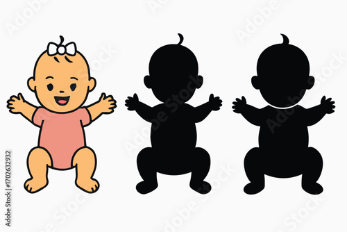 girl baby silhouette vector