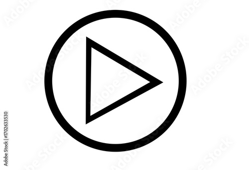 Black play button icon inside a circle isolated on transparent background