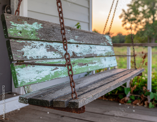 Vintage Porch Swing on Mississippi Delta Farmhouse - Southern Comfort