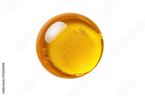 Golden liquid in a round bowl, top view