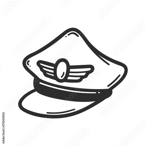 Pilot's Cap: An elegant illustration of a classic pilot's cap, adorned with iconic emblems, symbolizing authority and the thrill of flight. 