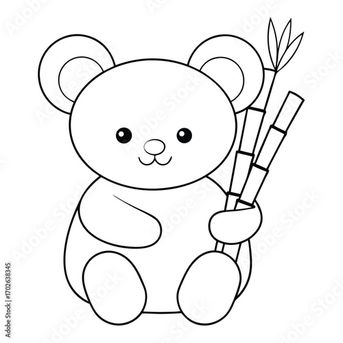 Cute panda holding bamboo animal drawing