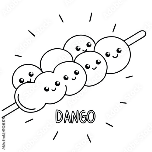 Cute smiling dango skewer food dessert