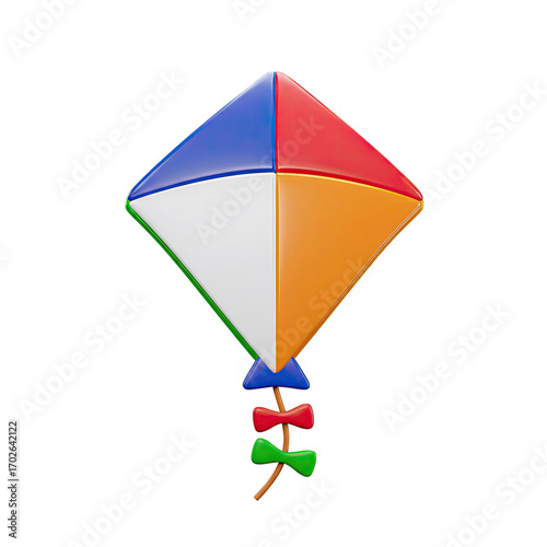 Vibrant Colorful Kite Design on Gradient Background: Perfect for Children's Illustrations, Textile Prints, and Festive Decorations