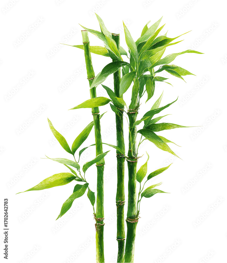 Fototapeta premium Lush green bamboo stalks with vibrant foliage