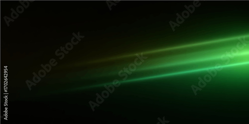 Abstract design with green and blue rays of light creating a digital texture and glowing pattern on a dark background