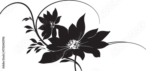 black vector image of flower