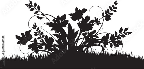 black vector image of flower