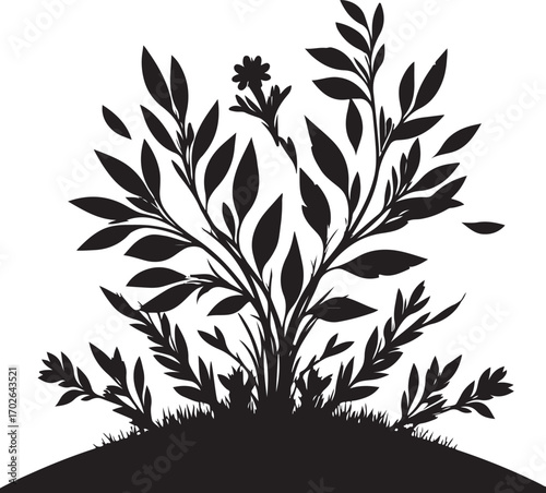 black vector image of flower