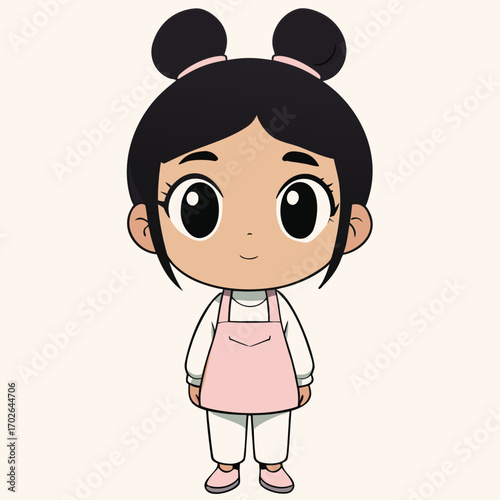 A cheerful cartoon doctor with a cute smile holds a little boy's hand, an endearing illustration of childhood care