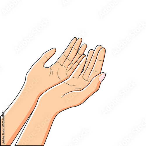 Vector Praying Hands Of Female Muslim Praying Hands Cartoonist Icon Vector Illustration