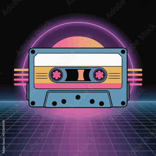 Retro Cassette Tape Vibes: A Nostalgic 80s Synthwave Aesthetic