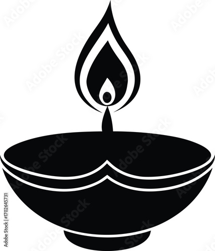 Indian Cultural Celebration Silhouette Icon Set for Diwali, Navratri, Durga Puja, and More