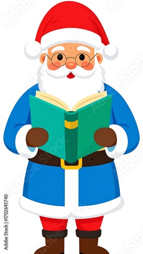 Santa Claus reading a book