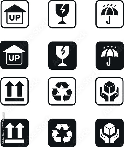 Íconos para rotulación de embalaje de cajas