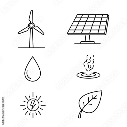 Sustainable Energy Concept – Eco-Friendly Power Sources Vector.