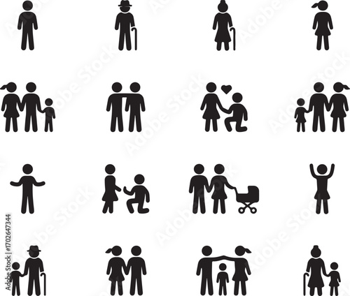 vector, illustration, icons, relationship, design, family