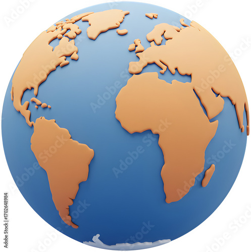 3D Globe Earth Icon — World Map Sphere Illustration