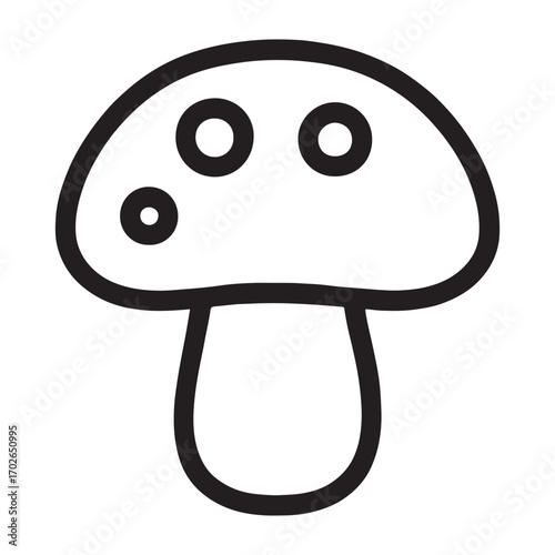Simple outline mushroom icon graphic element for design silhouette white background
