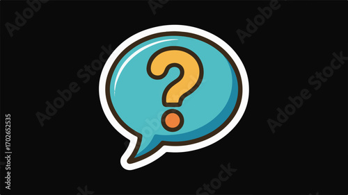 Bright Blue Speech Bubble with Yellow Question Mark Illustration communication query