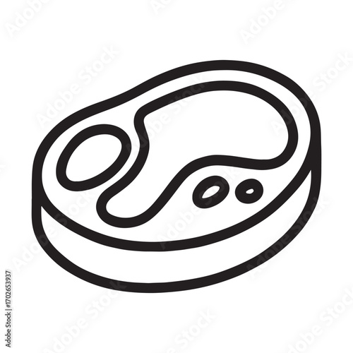 Hand drawn steak icon simple line art food drawing silhouette white background