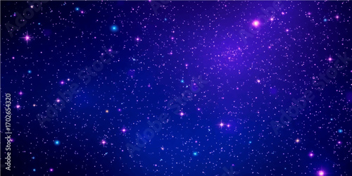 A beautiful cosmic blue abstract background with twinkling holiday stars