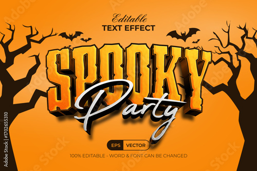 3D Editable Text Effect Spooky Party Halloween Theme Background.