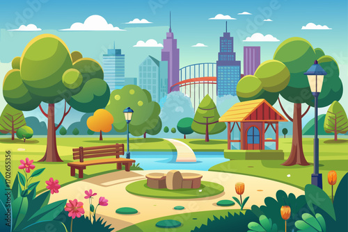 city landscape with trees