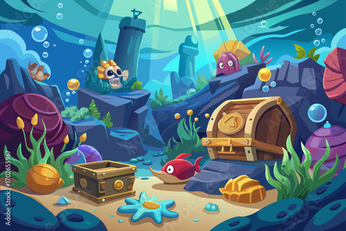 pirate ship and treasure chest