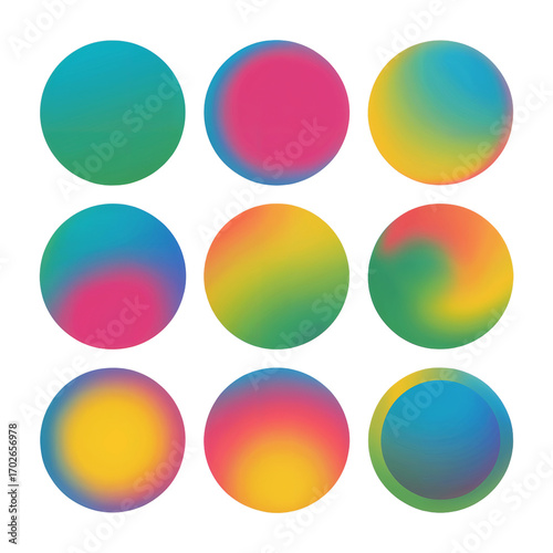 Collection of Colorful Gradient Sphere Shape png Isolated on PNG cutout background