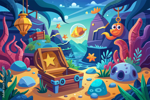 underwater scene with fishes