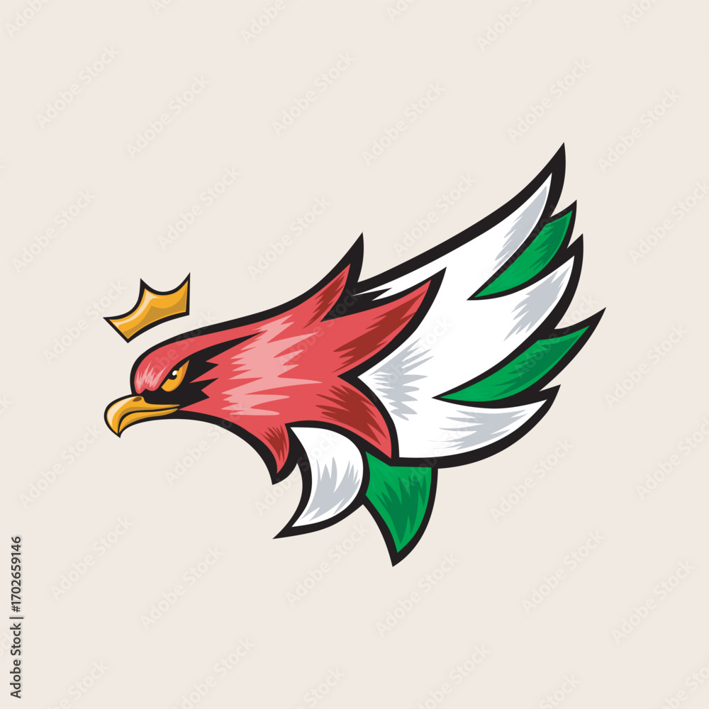 Obraz premium Eagle head logo vector with bright and bold color combination.