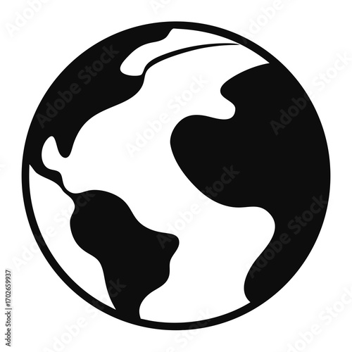 Stylized graphic representation of planet earth view on transparent background