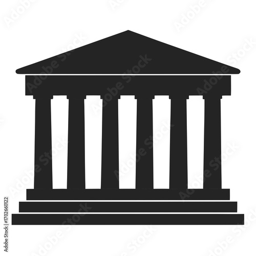 Illustration of a classical building with columns on transparent background