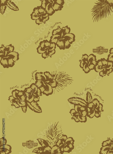 Classic Popular Flower Seamless pattern background - For easy making seamless pattern use it for filling any contours