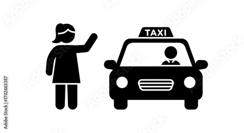 Taxi Icon – Passenger Hailing Cab Transport Symbol Vector