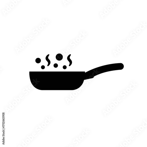 Cooking Pan Icon - Simple Black Frying Pan Symbol for Kitchen and Food