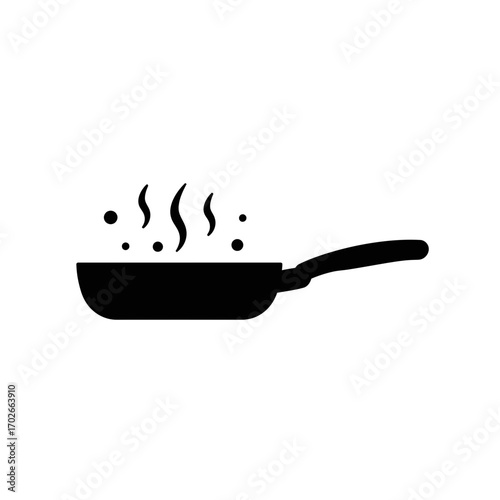 Cooking Pan Icon - Simple Black Frying Pan Symbol for Kitchen and Food